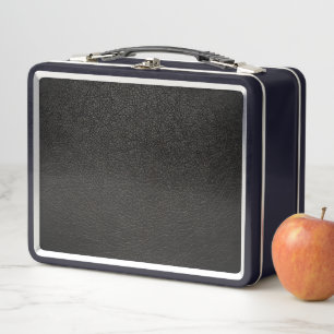 Black Leather Metal Lunch Box