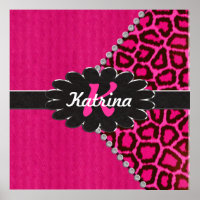 Black Leather Monogram on Pink Cheetah