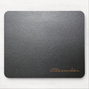 Black Leather Pattern- Custom Monogram Mouse Pad