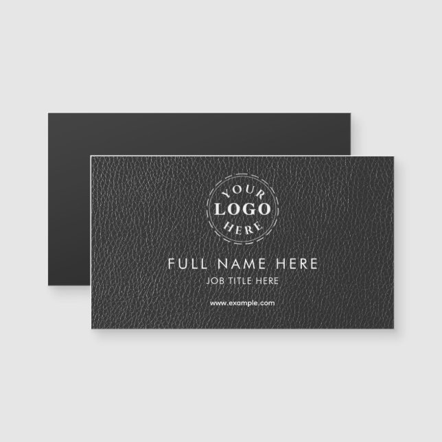 Black Leather Pattern Magnetic Business Card (Front/Back)