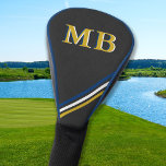 Black Leather Personalised Monogram Gold Stripes Golf Head Cover<br><div class="desc">Introducing the perfect accessory for any golfer or golf lover - our faux leather golf head cover! With its classic yet stylish design, this head cover is sure to make a statement on the course. Featuring blue, white, and gold stripes, it is the perfect blend of preppy and sporty. But...</div>