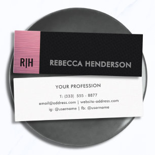 Black Leather & Pink Panel with White Back  Mini Business Card