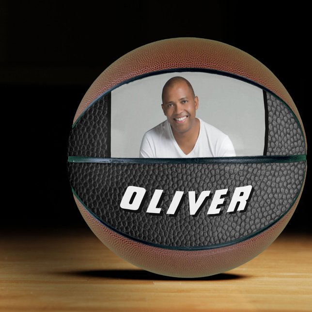 Black Leather Print Name Photo Basketball (Creator Uploaded)