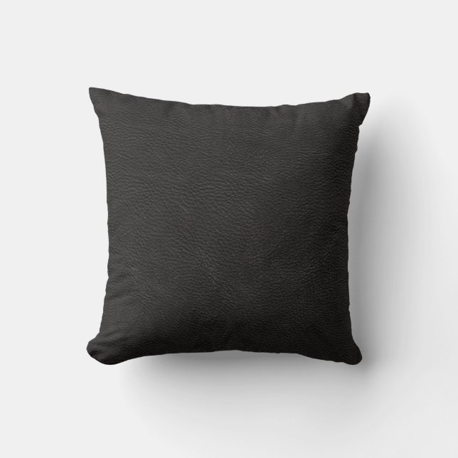 Black Leather Print Texture Pattern Cushion (Front)