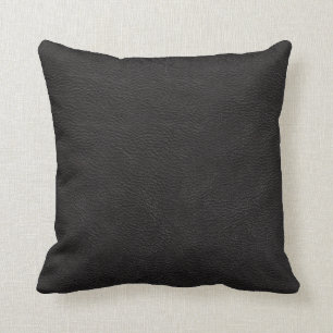 Black Leather Print Texture Pattern Cushion