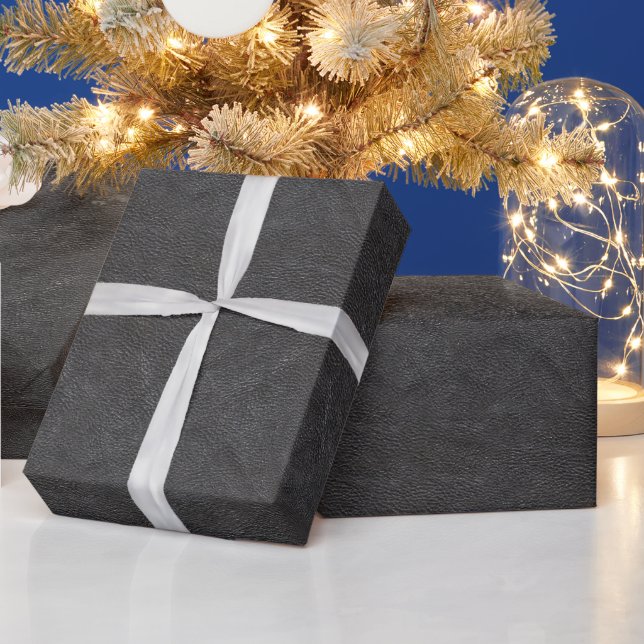 Black Leather Print Wrapping Paper (Holidays)