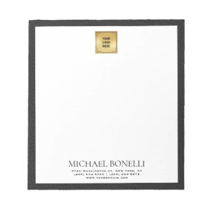 Black Leather Square Gold Logo professional Notepad
