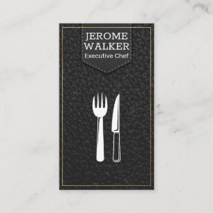 Black Leather Stitched Strap Business Card