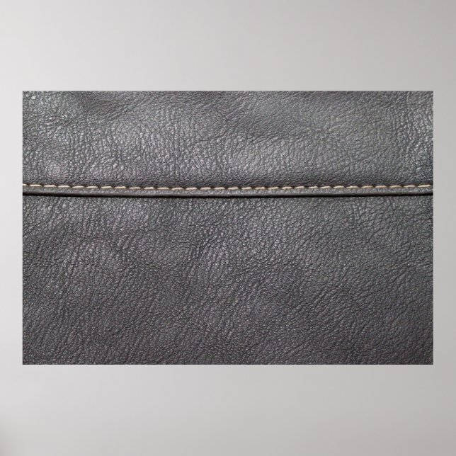 Black leather stitched with white stitching poster (Front)
