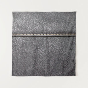 Black leather stitched with white stitching tapestry