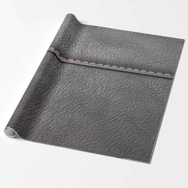 Black leather stitched with white stitching wrapping paper (Unrolled)