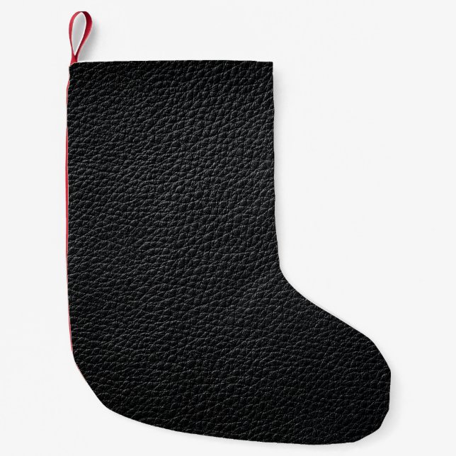 Black leather texture and backgroundleather,textur small christmas stocking (Front)