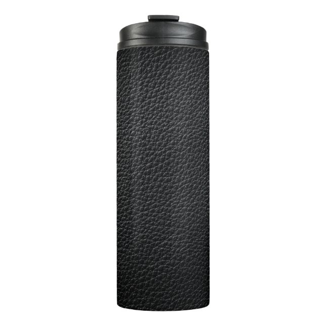 Black leather texture and backgroundleather,textur thermal tumbler (Front)