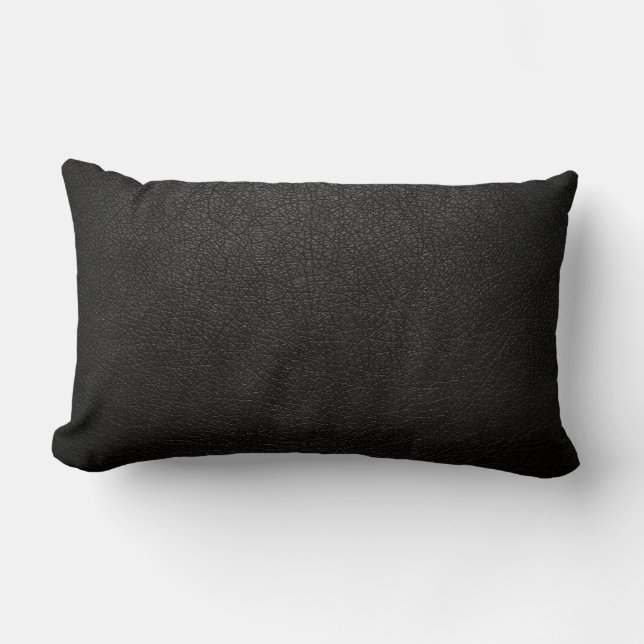 Black Leather Texture Background Lumbar Cushion (Front)