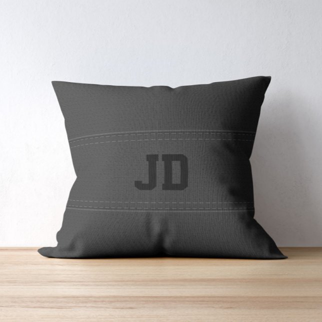 Black Leather Texture Black Monpogram Cushion (Creator Uploaded)
