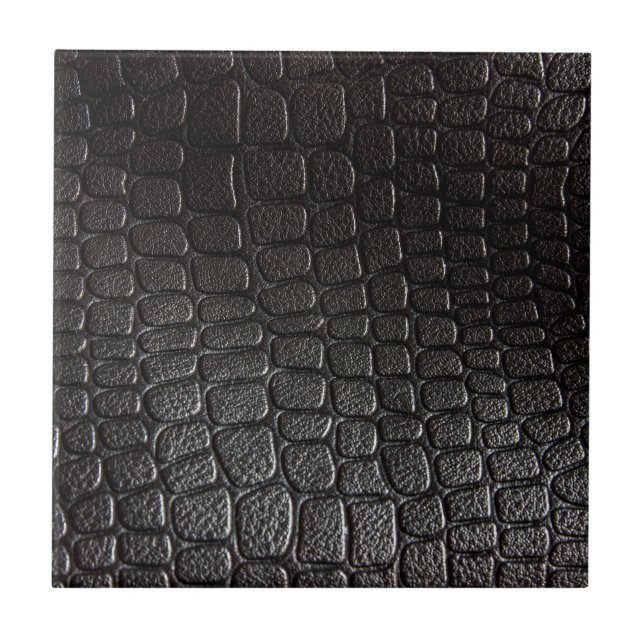 Black Leather Texture Ceramic Tile (Front)