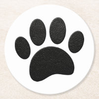 Black Leather Texture Dog Paw Print