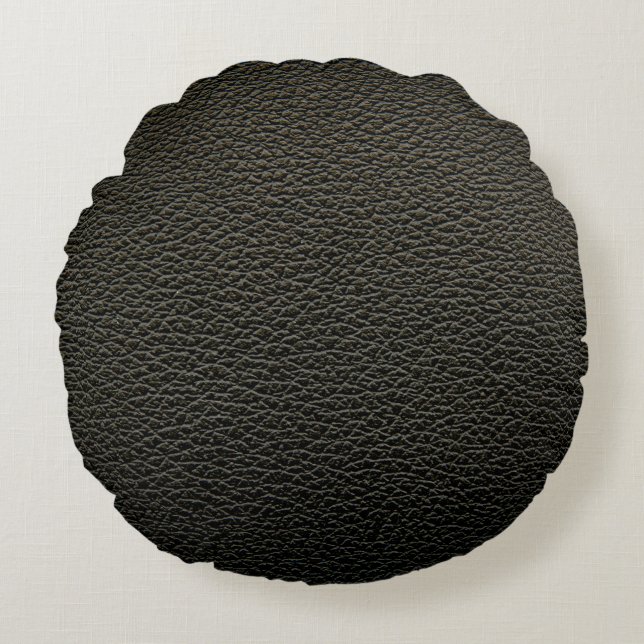 Black leather texture or background. abstract,anim round cushion (Front)
