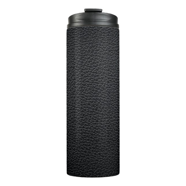 Black leather texture or background. leather,textu thermal tumbler (Front)