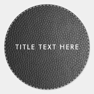 Black Leather Texture & Stitching  Classic Round Sticker
