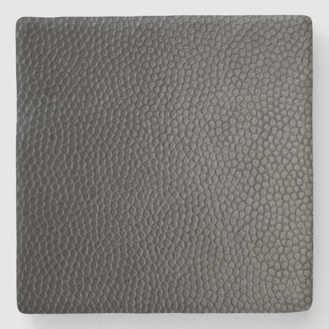 Black Leather Texture Stone Coaster (Front)