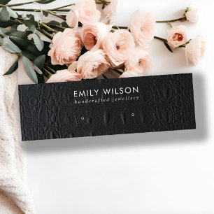 Black Leather Texture Stud Earring Display Card