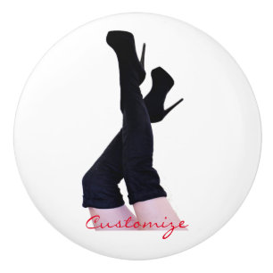 Black Leather Thigh-high Boots Thunder_Cove Ceramic Knob