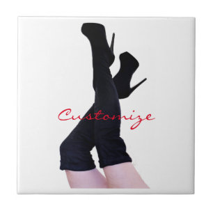 Black Leather Thigh-high Boots Thunder_Cove Ceramic Tile
