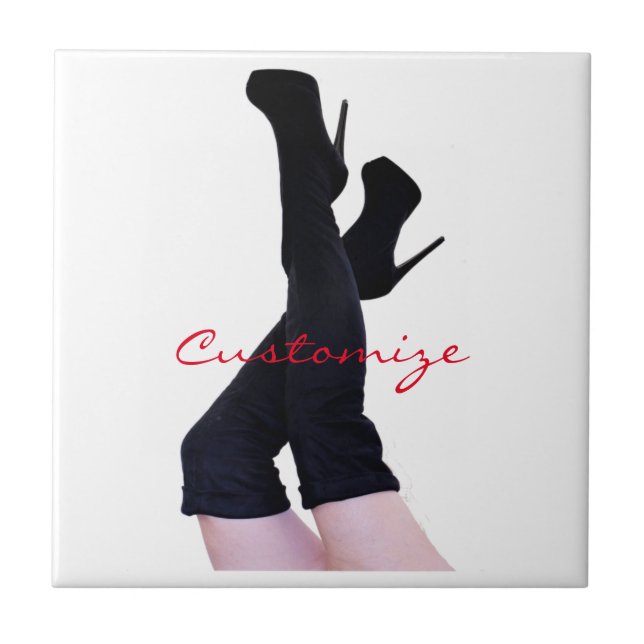 Black Leather Thigh-high Boots Thunder_Cove Ceramic Tile (Front)