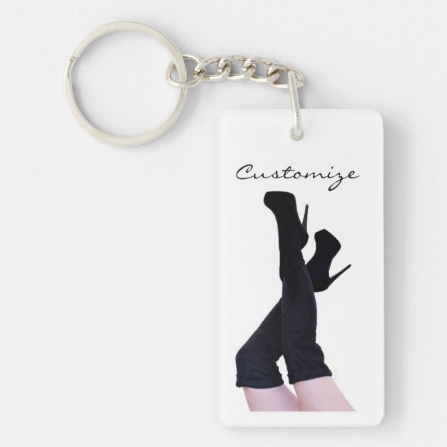Black Leather Thigh-high Boots Thunder_Cove Key Ring (Front)