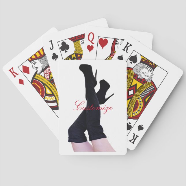 Black Leather Thigh-high Boots Thunder_Cove Playing Cards (Back)