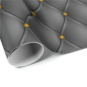 Black Leather Upholstery Brass Nails Look Wrapping Paper