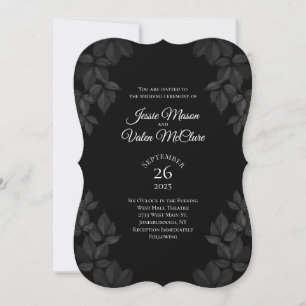 Black Leaves Gothic Elegant Wedding Invitation