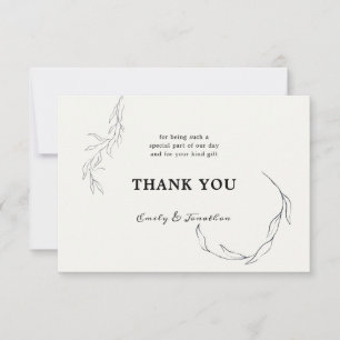 Black Leaves Off White Wedding Thank You Photo Card