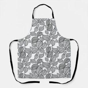 Black Leaves on White  Apron
