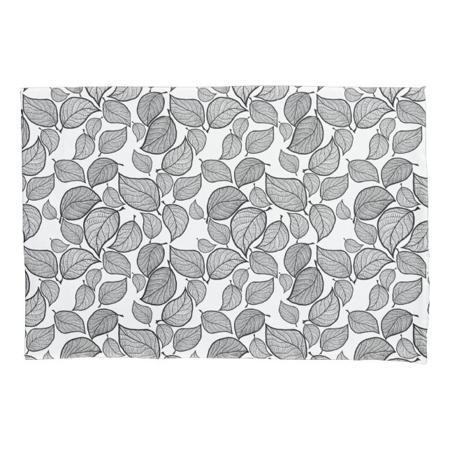 Black Leaves on White Pillowcase (Front-Left)