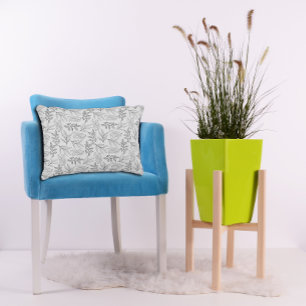 Black leaves pattern soft grey Accent Pillow