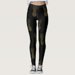 Black Leggings Gold Metallic Pineapple<br><div class="desc">This design was created through digital art. It may be personalised by clicking the customise button and changing the colour, adding a name, initials or your favourite words. Contact me at colorflowcreations@gmail.com if you with to have this design on another product. Purchase my original abstract acrylic painting for sale at...</div>