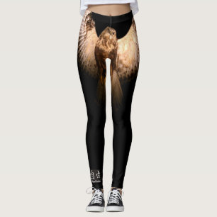 BLACK LEGGINGS WITH OWL IN FLIGHT