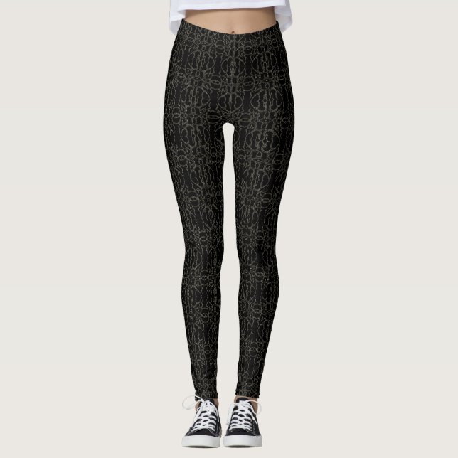 Black Leggings with Silver Ornaments - Your Colour (Front)