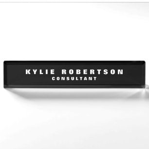 Black Legible Professional Trendy Modern Nameplate