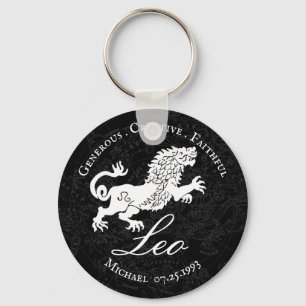 Black Leo Zodiac Personality Vintage Astro Custom Key Ring