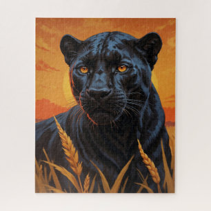Black Leopard and African Savannah Jigsaw Puzzle