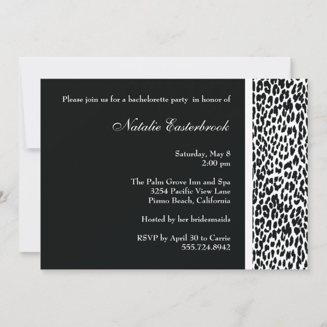 Black Leopard Bachelorette Party Invitation (Front)