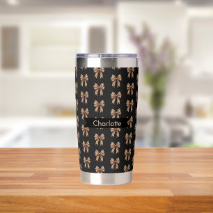 Black leopard bow name insulated tumbler