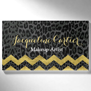 Black Leopard Chevron Name Tag