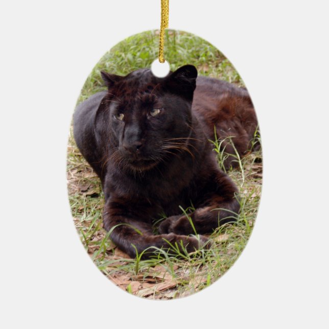Black Leopard Christmas Ornament (Front)