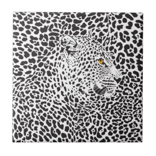 Black Leopard In Spots Ceramic Tile