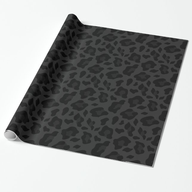 black leopard pattern animal print wrapping paper (Unrolled)