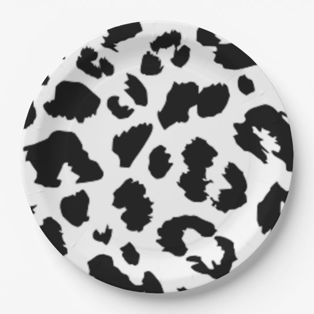 BLACK LEOPARD PRINT PAPER PLATE (Front)